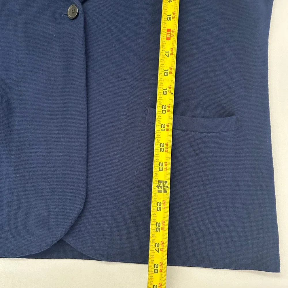 J.Crew Cecile Sweater Blazer Women XL Navy Blue Cotton Notch Lapel Single Button